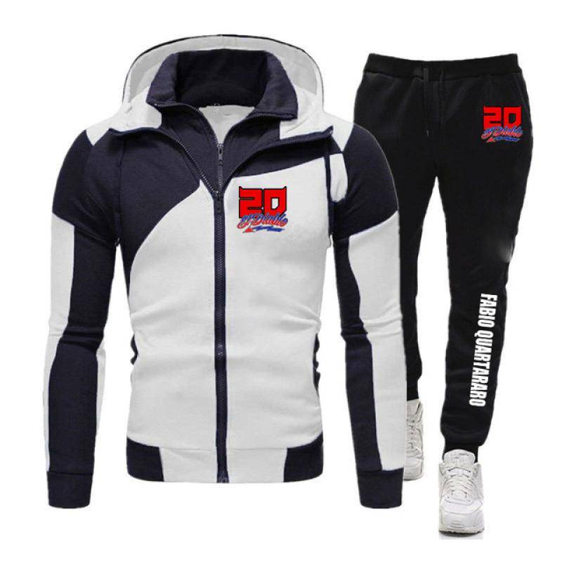 Fabio Quartararo Motorrad Fahrer Racing 2023 Männer Neue Sportliche Casual Farbe Passenden Design Diagonal Zipper Hoodie + Hosen Anzug M von Joom DACH