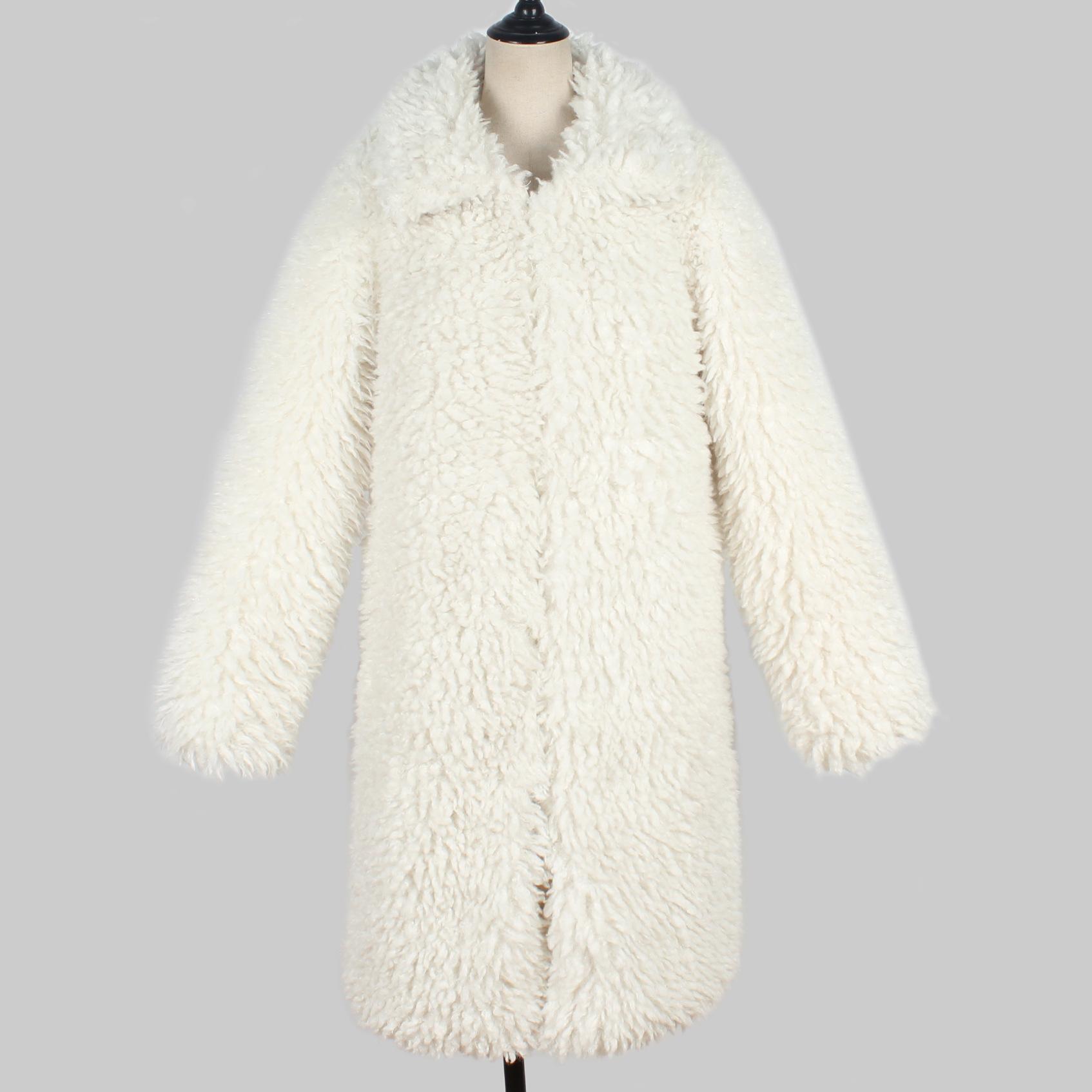 Fabrik Verkauf 2023 Frühling Herbst Winter Lange Faux Pelzmantel Frauen Plüsch Jacke Damen Wihite Flauschigen Jacke Langarm Mode oberbekleidung XL weiß von Joom DACH