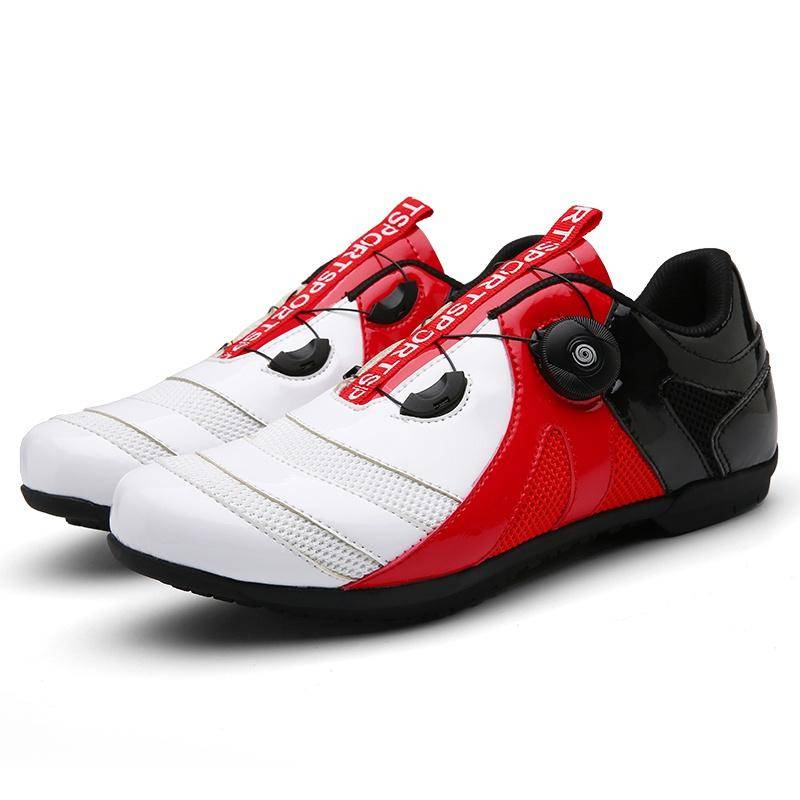 Fahrradschuhe Lockless Fahrradschuhe Herren und Damen Radfahren Hartbesohlte Mountain Power Fahrradschuhe 44 weiß/rot von Joom DACH
