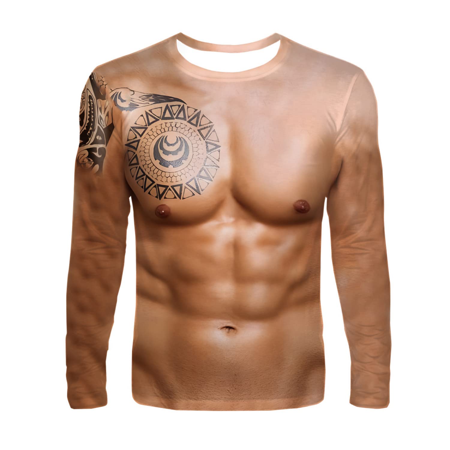 Fake Muscle Lustige 3D-Druck-T-Shirts für Männer und Frauen, Langarm-T-Shirt, Hip-Hop-Streetwear, Harajuku-Pullover, Tees, Tops, Kinderkleidung S von Joom DACH