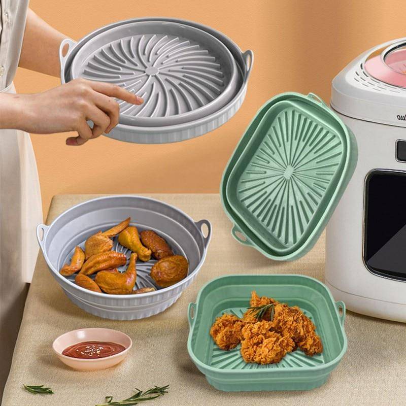 Faltbare Air Fryer Silikon Korb Airfryer Ofen Backblech Silikon Form Pizza Gebratene Wiederverwendbare Pfanne Zubehör von Joom DACH