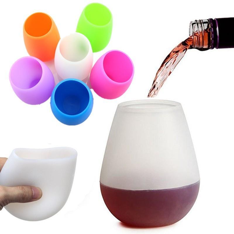 Faltbare Weingläser aus Silikon, unzerbrechlich, zusammenklappbar, ohne Stiel, Bier- und Whiskyglas, Trinkgeschirr orange von Joom DACH