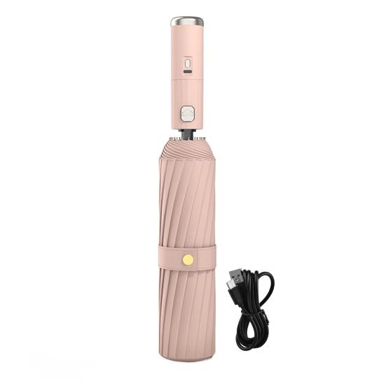 Faltbarer Regenschirm mit Ventilator 3 Geschwindigkeiten einstellbar USB wiederaufladbar UV-Schutz Regenschirm Tragbarer Wasserdichter Winddichter Sommer Outdoor Sonne Regen Schirm rosa von Joom DACH
