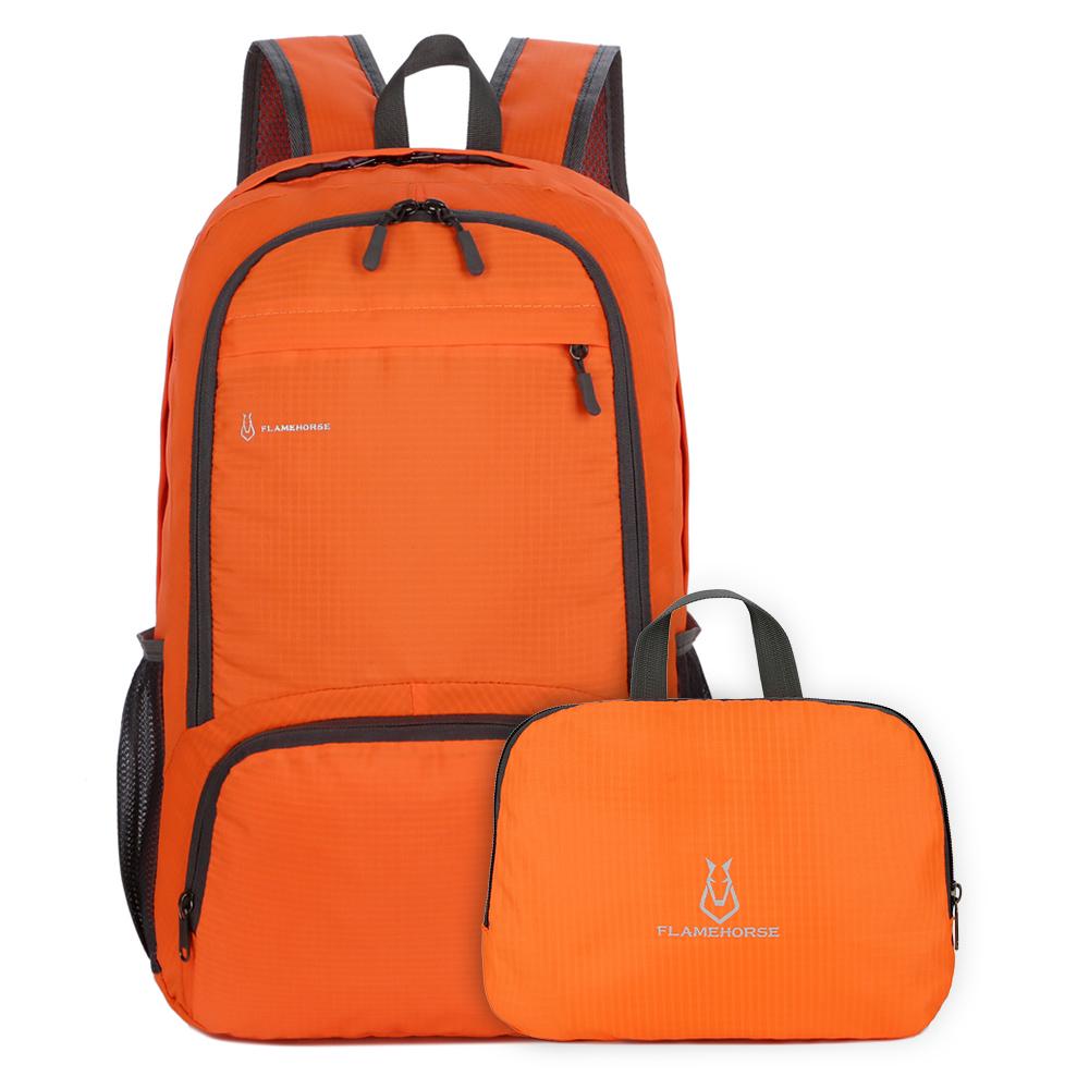 Faltbarer Rucksack, leicht, wasserdicht, Nylon, für Herren und Damen, Outdoor-Taschen, Reisen, Wandern, Camping, Radfahren, Schule orange von Joom DACH