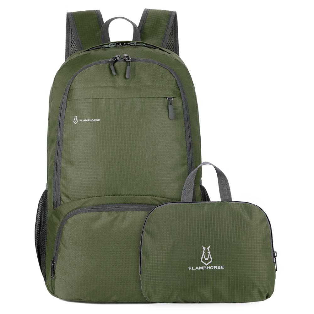 Faltbarer Rucksack, leicht, wasserdicht, Nylon, für Herren und Damen, Outdoor-Taschen, Reisen, Wandern, Camping, Radfahren, Schule armee grüne von Joom DACH