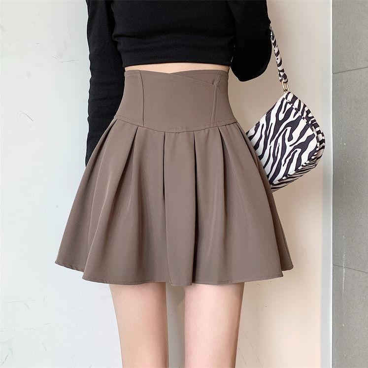 Faltenrock Damen Hohe Taille Fishbone A-Linie Rock Weißer Regenschirm Schwarz Mini Y2k Koreanische Röcke Shorts Mode Kleidung Sommer XXL khaki von Joom DACH