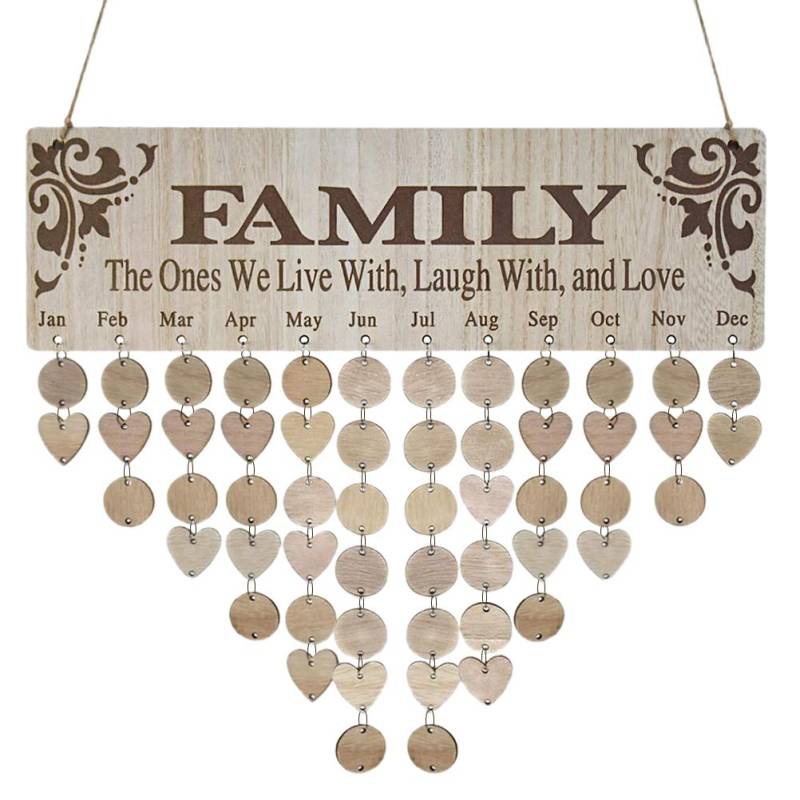 Familiengeburtstagskalender mit Tags Holz DIY Wandbehang Board Geburtstagserinnerungskalender Plakette von Joom DACH