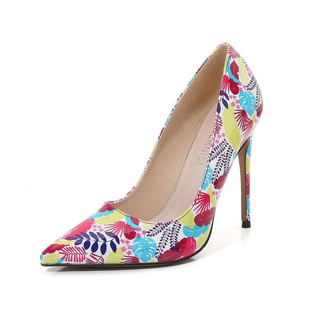 Farbbedruckte Nachtclub-High-Heels-Schuhe für Damen Stiletto-Pumps mit spitzer Zehenpartie aus Pu-Leder Designer-Kleid-Bankett-Party-Schuhe 33 von Joom DACH