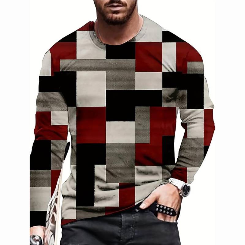 Farbblockieren Dreidimensionaler Druck Herren Herbst und Winter Lockeres Rundhals Langarm Freizeithemd Übergroße Retro-Kleidung 4XL Farbblockieren Dreidimensionaler Druck Herren Herbst und Winter Lockeres Rundhals Langarm Freizeithemd Übergroße Retro-Kleidung 4XL von Joom DACH