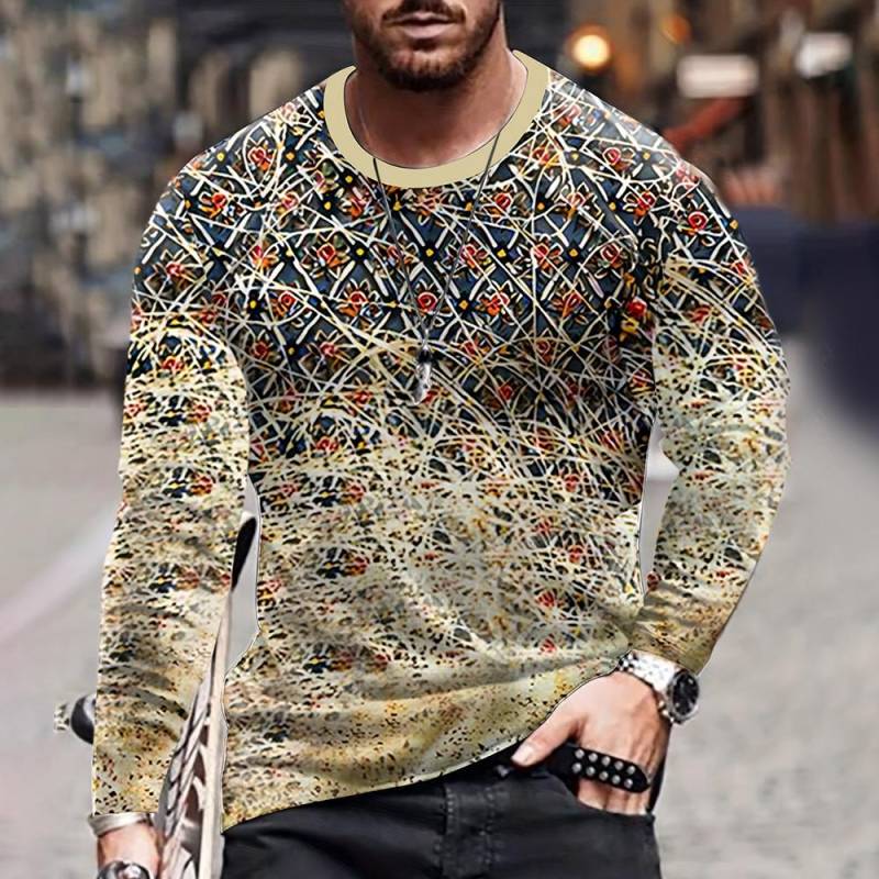 Farbblockieren Dreidimensionaler Druck Herren Herbst und Winter Lockeres Rundhals Langarm Freizeithemd Übergroße Retro-Kleidung 5XL Farbblockieren Dreidimensionaler Druck Herren Herbst und Winter Lockeres Rundhals Langarm Freizeithemd Übergroße Retro-Kleidung 5XL von Joom DACH