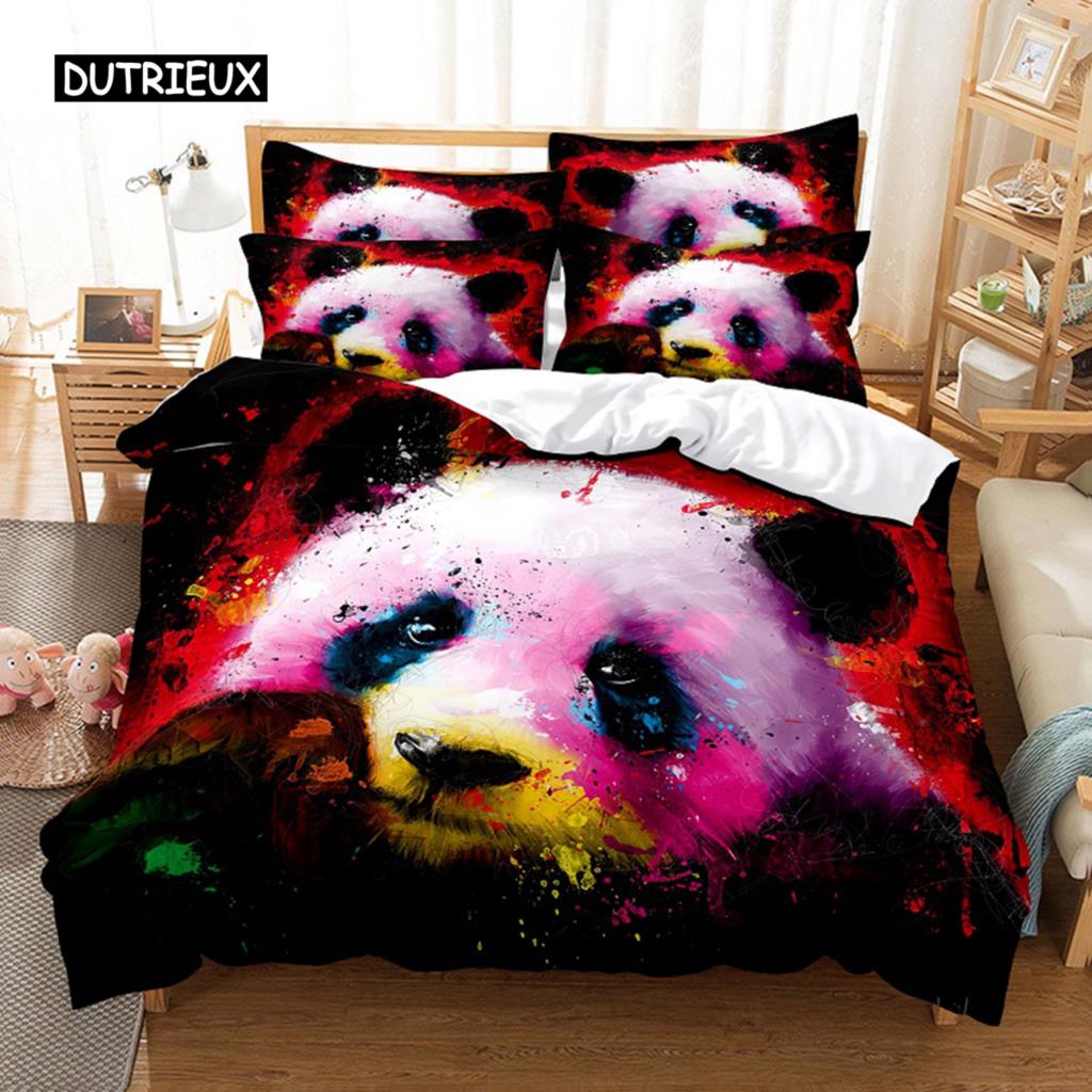 Farbe Panda Bettwäsche Set Bettbezug Set 3D Bettwäsche Digitaldruck Bettwäsche Queen Size Bettwäsche Set Modisches Design 140x200cm 3pcs von Joom DACH