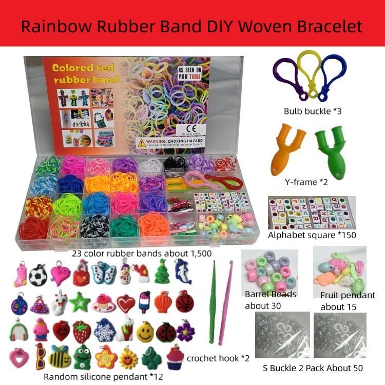 Farbiges Gummi-Webstuhlband-Set, Süßigkeiten-Armband-Füllset, Bastelset, handgefertigtes Spielzeug, Mädchen, Bastelwerkzeuge, Weben, Weihnachtsgeschenk von Joom DACH