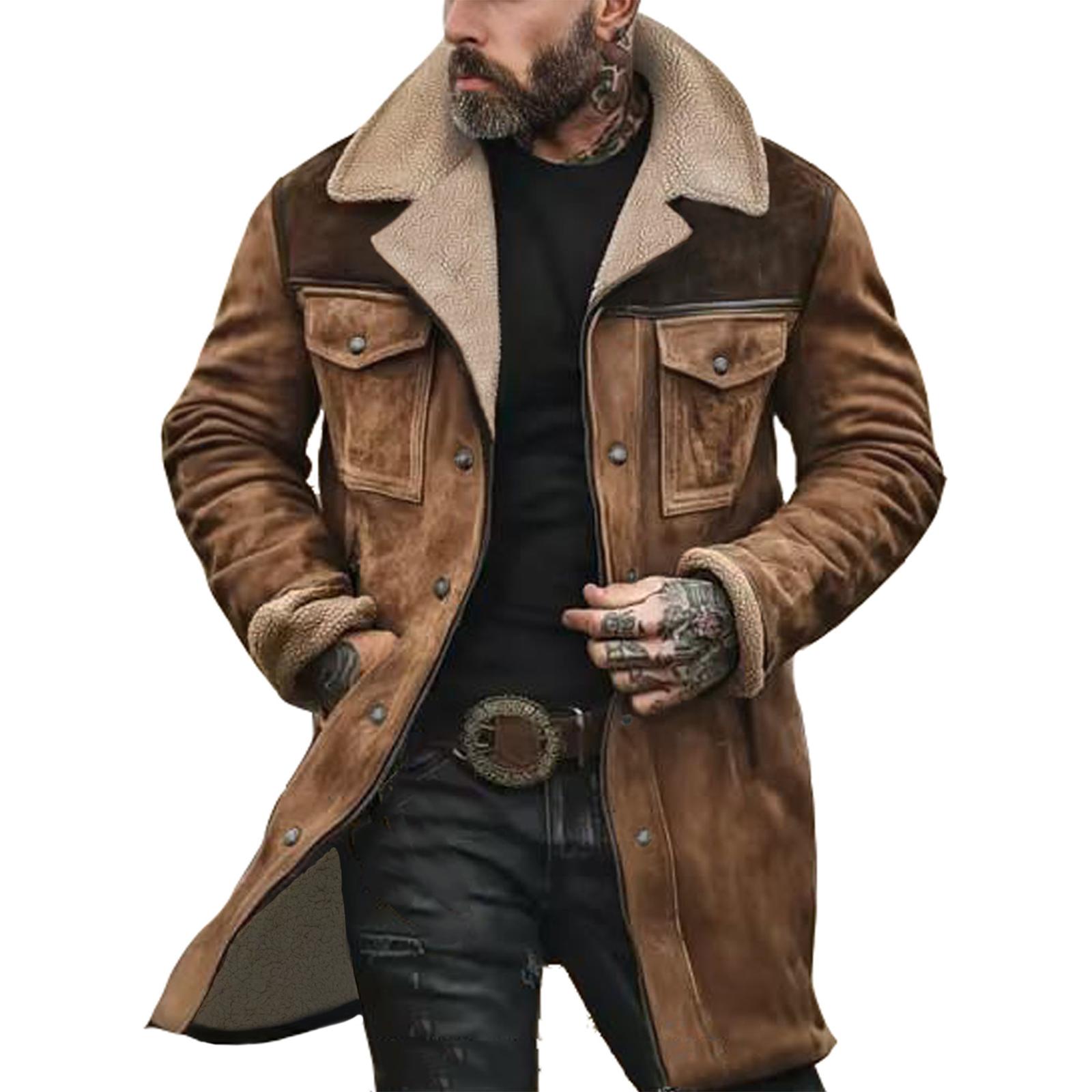 Farblich passende Winterjacke aus Wildleder für Herren mit mehreren Taschen und Reißverschluss XXXL khaki von Joom DACH