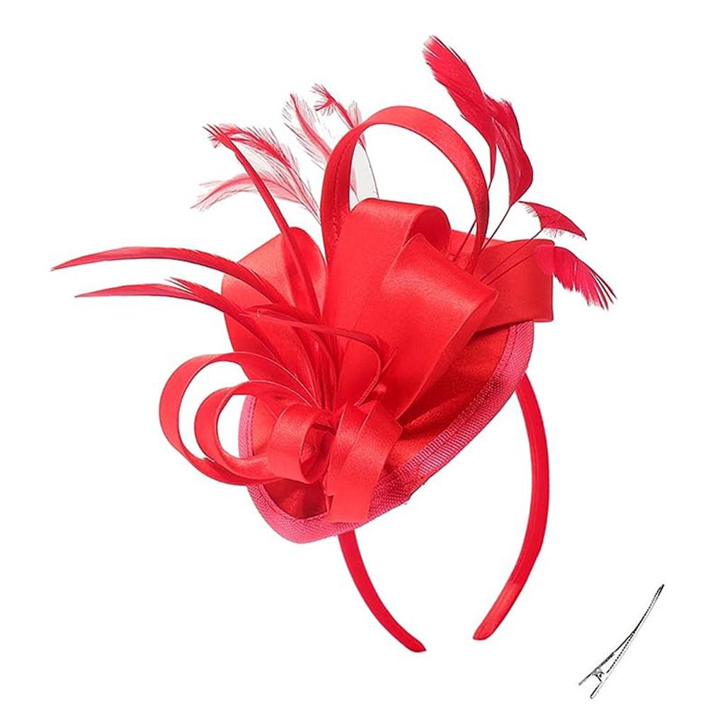 Fascinator für Damen, Tea-Party-Hut, Stirnband, Derby, Hochzeit, Kirche, Braut, Cocktail, Federn, Haarspange von Joom DACH
