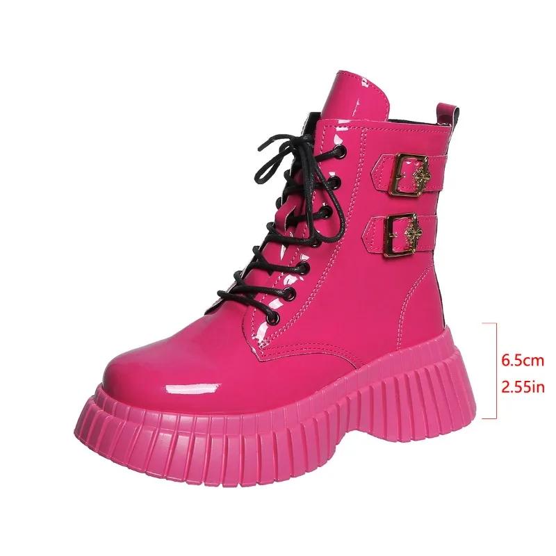 Fashion Botas Mujer Invierno 2024 Herbst Neue Erhöhung Dicke Sohle Modische frauen Stiefel Hübsches Mädchen Motorrad Stiefel Zapatos 41 rot von Joom DACH