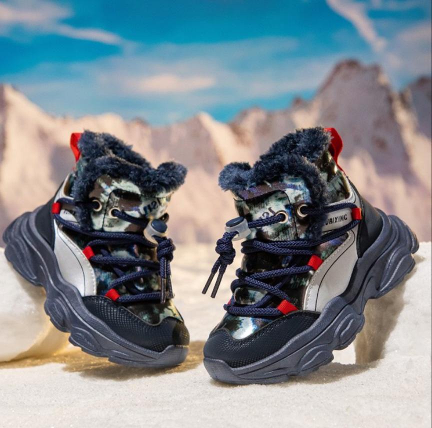Fashion Children Winter Snow Boots Waterproof Slip Resistant Cold Sports Shoes Brand Boy Girls Warm Plush Rubber Boots for Kids Sneakers 26 blau von Joom DACH