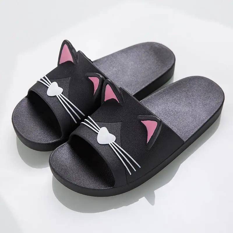Mode Comemore Damen Sommer Hausschuhe Strand Badesandalen Cartoon Katze Flip Flops Weich Bequem Herren Paar Damen Flache Freizeitschuhe 42-43 von Joom DACH