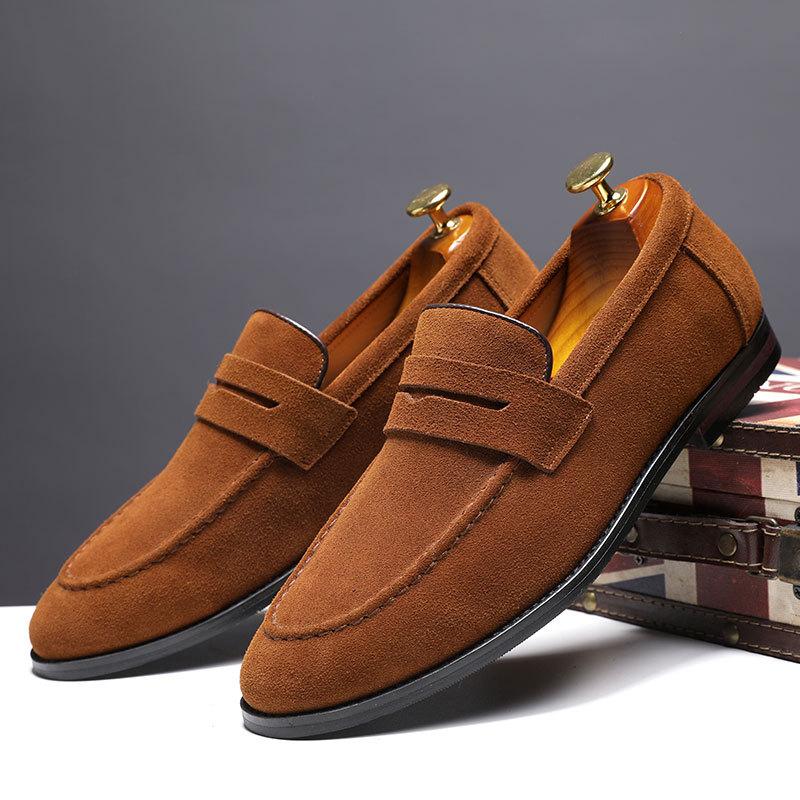 Mode Mode Herren Freizeitschuhe Wildleder Echtleder Herren Slipper Leicht Bequem Fahr-Loafer Mokassins Herren Party Hochzeit Flach 44 braun von Joom DACH