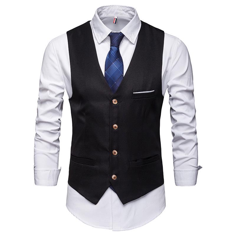 Fashion Formal Men Vest Solid Color Suit Vest Single Breasted Business Waistcoat 6XL schwarz Fashion Formal Men Vest Solid Color Suit Vest Single Breasted Business Waistcoat 6XL schwarz von Joom DACH