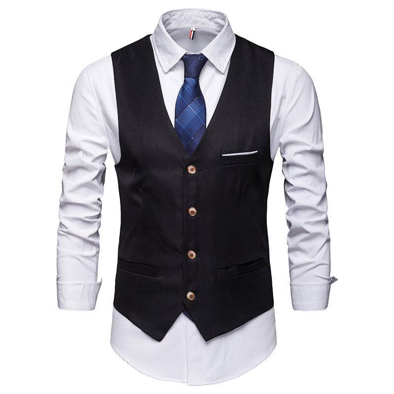 Fashion Formal Men Vest Solid Color Suit Vest Single Breasted Business Waistcoat 6XL schwarz Fashion Formal Men Vest Solid Color Suit Vest Single Breasted Business Waistcoat 6XL schwarz von Joom DACH