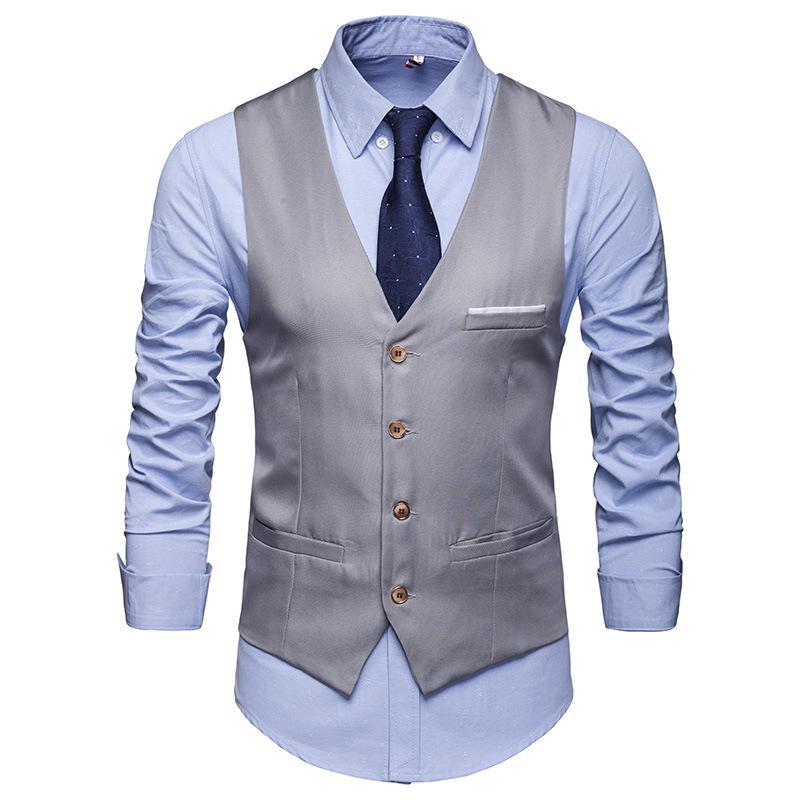 Fashion Formal Men Vest Solid Color Suit Vest Single Breasted Business Waistcoat 6XL grau von Joom DACH