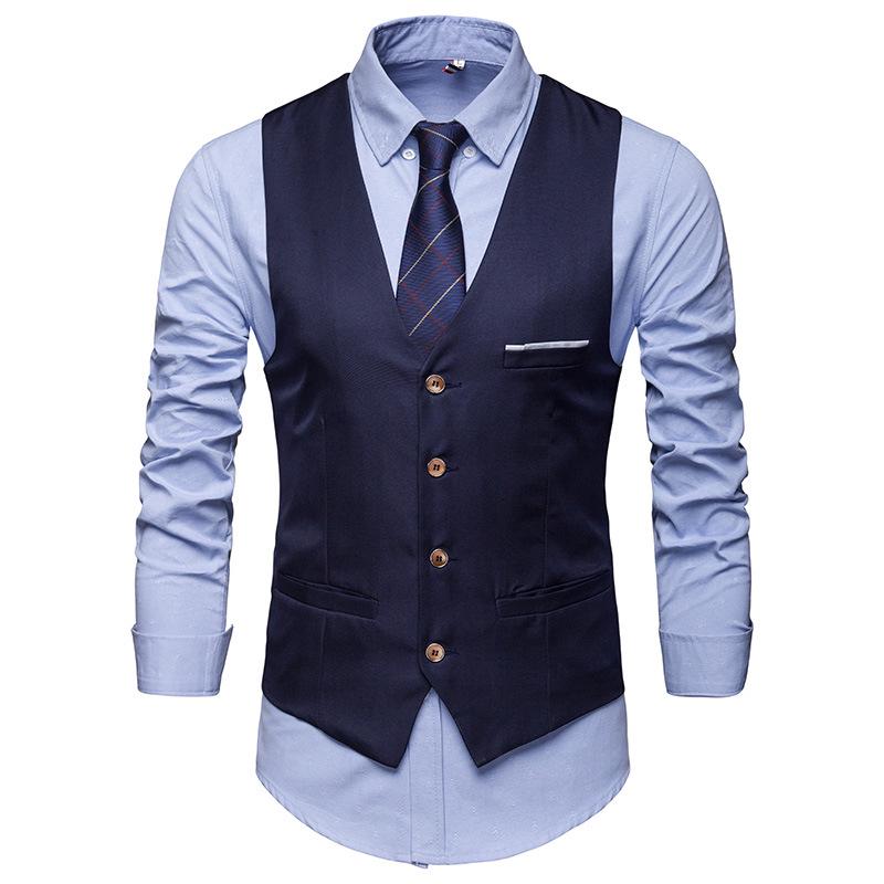 Fashion Formal Men Vest Solid Color Suit Vest Single Breasted Business Waistcoat L blau Fashion Formal Men Vest Solid Color Suit Vest Single Breasted Business Waistcoat L blau von Joom DACH