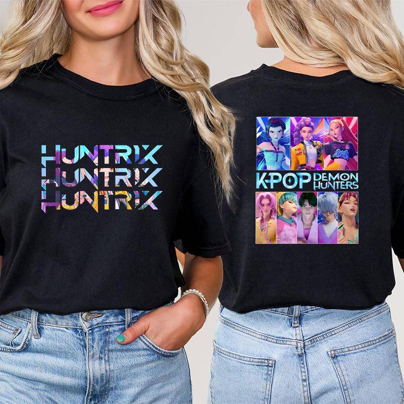 Modisches koreanisches Kurzarm-T-Shirt für Damen Kleidung Kurzarm-Tees Kpop Demon Hunter HuntrX Oversized Top Y2K-Kleidung XL von Joom DACH