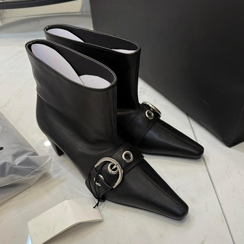 Mode Spitzschuh Niedriger Absatz Damen Chelsea Boots Damen Elegant Gürtelschnalle Modern Kurze Stiefeletten 40 schwarz von Joom DACH