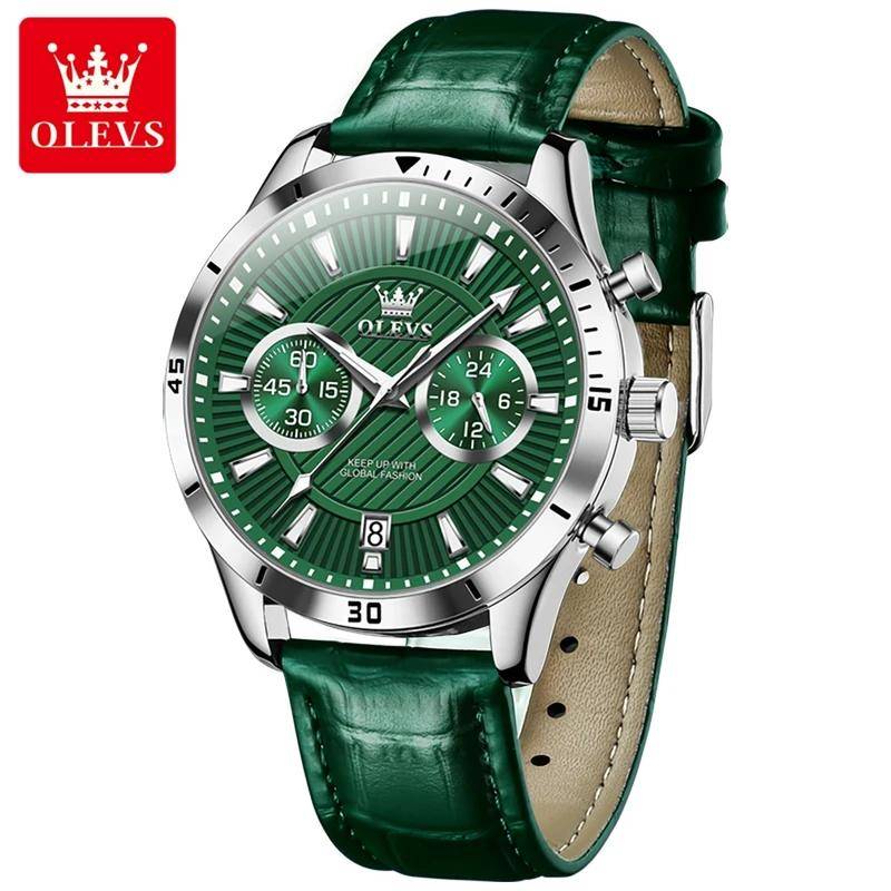 Fashion Trend High Beauty Herren Chronograph Multifunktionale Quarzuhr Business Kalender Uhr grün von Joom DACH