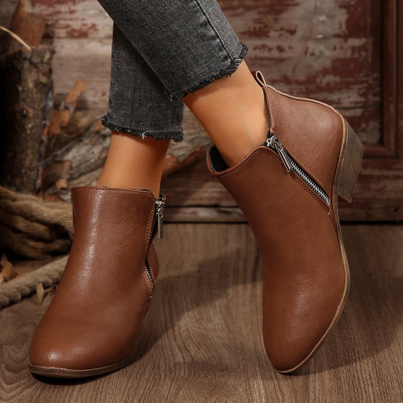 Mode Damen Wildleder Reißverschluss Stiefeletten Herbst Spitzschuh Damenschuhe Gewebtes Patchwork Damenstiefel Einfacher Blockabsatz Chelsea Boots 36 braun von Joom DACH