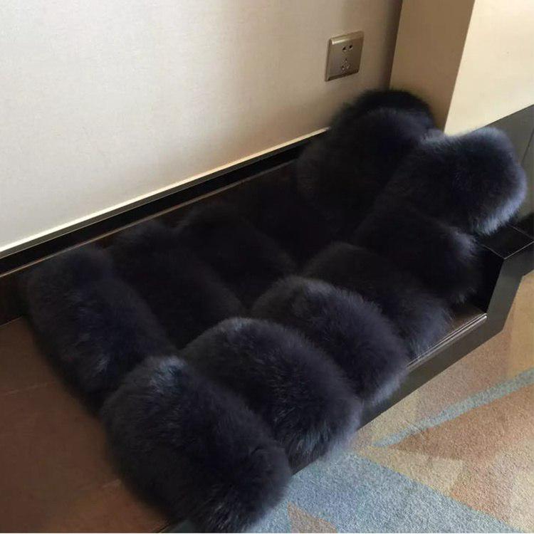 Faux Fuchs Pelz Weste Frauen Weste Lange Schlanke Gefälschte Pelz Mäntel Pelz Gilet Warme Pelz Mäntel Frauen M dunkelgrau von Joom DACH