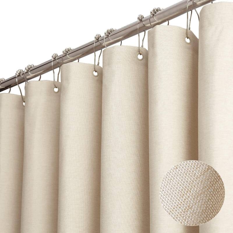 Faux Leinen Duschvorhang Dusche Badezimmer verdickt wasserdicht Vorhang Trennvorhang Duschvorhänge 150 x 200cm beige von Joom DACH