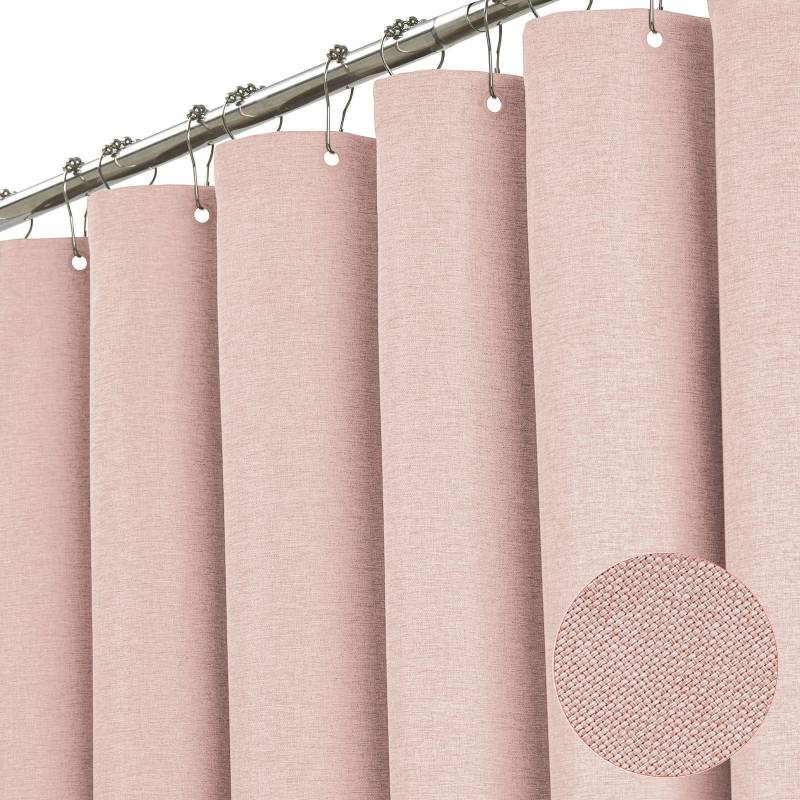 Faux Leinen Duschvorhang Dusche Badezimmer verdickt wasserdicht Vorhang Trennvorhang Duschvorhänge 180 x 200cm rosa von Joom DACH