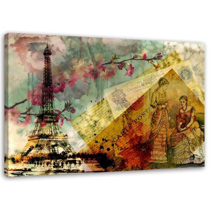 Feeby Leinwanddruck, Postkarte aus Paris 60x40 braun von Joom DACH