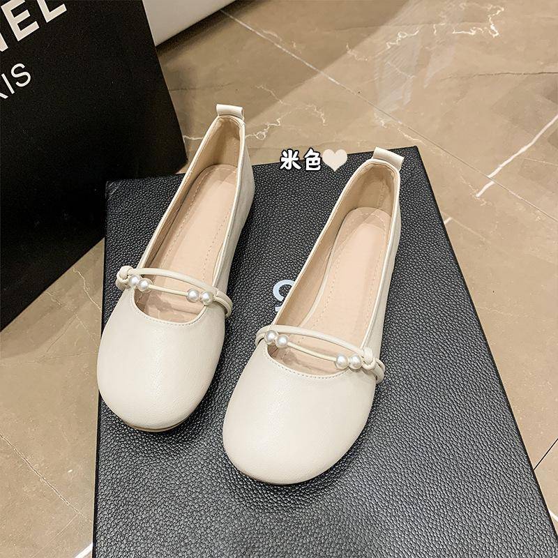 Feenschuhe Sanfte Einzelne Schuhe für Damen Frühling Neuer Stil Flache Sohlen Passende Röcke Abendschuhe Slipper Beanie Schuhe 40 apricot von Joom DACH