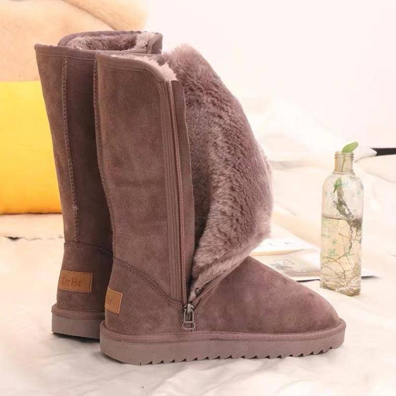 Feiern Sie Lässig Plüsch Flauschig Kälteabweisend Reißverschluss Stiefel Frau Plateau Schuhe 2025 Winter Neu Damen Wildleder Warm Schneestiefel Übergröße 42 40 braun von Joom DACH