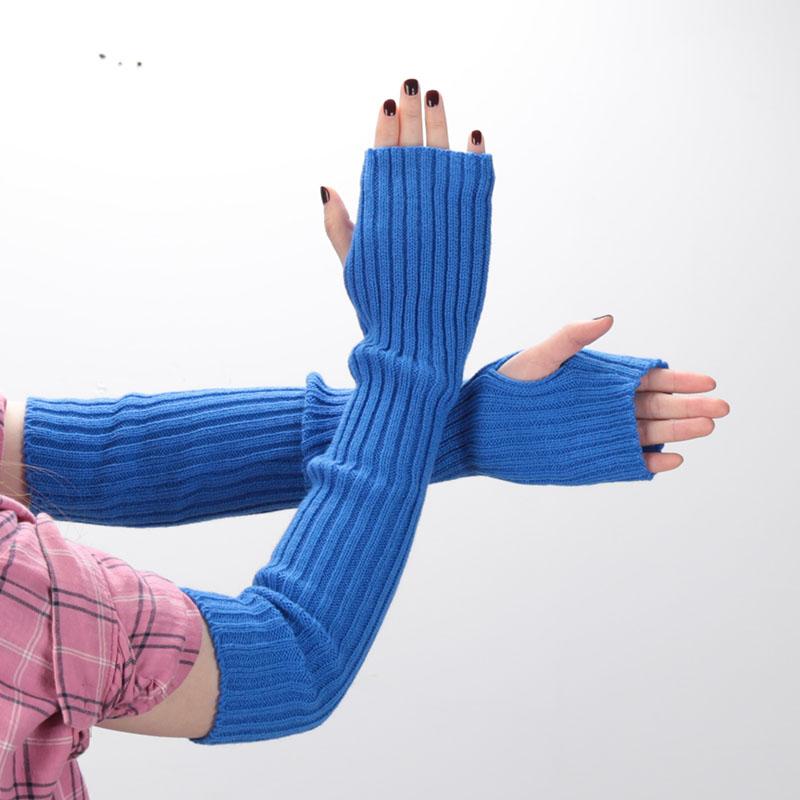 Feine lange gestrickte fingerlose Handschuhe für Frauen über dem Ellenbogen, Armstulpen, lässige Ärmel, Punk, weich, für Damen, Goth, Lolita, Zubehör, Handschuhe length-52cm von Joom DACH