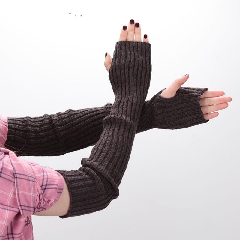 Feine lange gestrickte fingerlose Handschuhe für Frauen über dem Ellenbogen, Armstulpen, lässige Ärmel, Punk, weich, für Damen, Goth, Lolita, Zubehör, Handschuhe length-52cm von Joom DACH