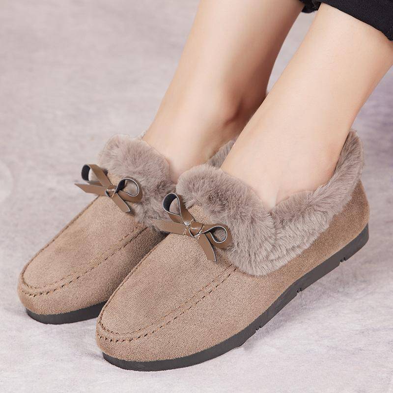 Fellschuhe für Damen, Fleece-Baumwollpantoffeln, Fleece-Lamm-Edamame-Schuhe, Damenhausschuhe 39 khaki von Joom DACH