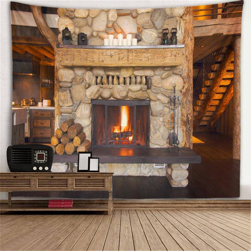 Fensterlandschaft Wandteppich Wand Hintergrund Stoff Baum Loch Ofen hängenden Stoff großen Wandteppich 100x75cm von Joom DACH