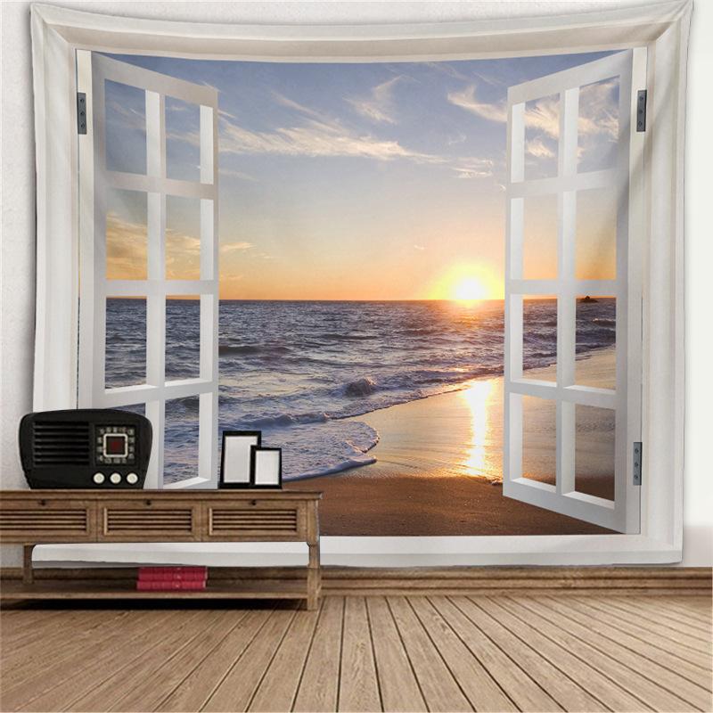 Fensterlandschaft Wandteppich Wand Hintergrund Stoff Baum Loch Ofen hängenden Stoff großen Wandteppich 200x150cm von Joom DACH