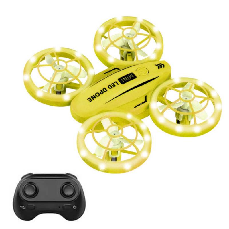 Ferngesteuerte Mini-Drohne für Kinder, Anfänger, 2,4 GHz ferngesteuerter Stunt-Quadrocopter mit LED gelb von Joom DACH
