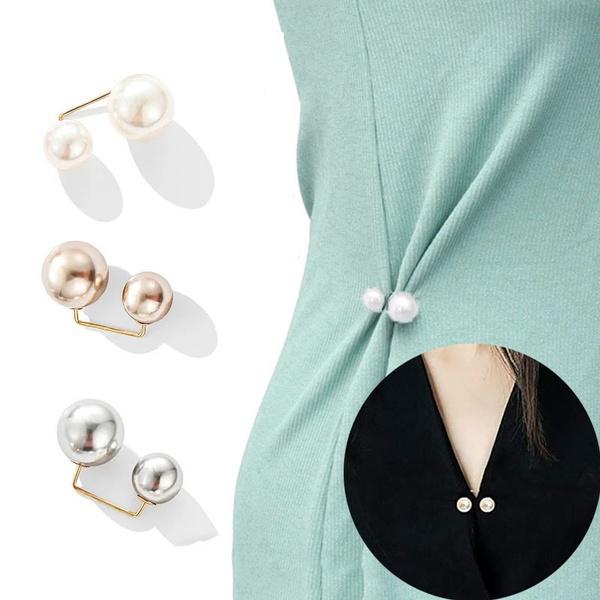 Feste Kleidung Brosche Pin Simulation Perle Schal Schal Clip Schnalle Pullover Manschettenknopf Brosche Damen Schmuck weiß von Joom DACH