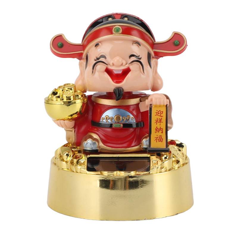 Figur Gott des Reichtums, solarbetrieben, automatisch nickend, langlebig, Cai Shen-Statue, Dekoration für Zuhause und Auto Small von Joom DACH