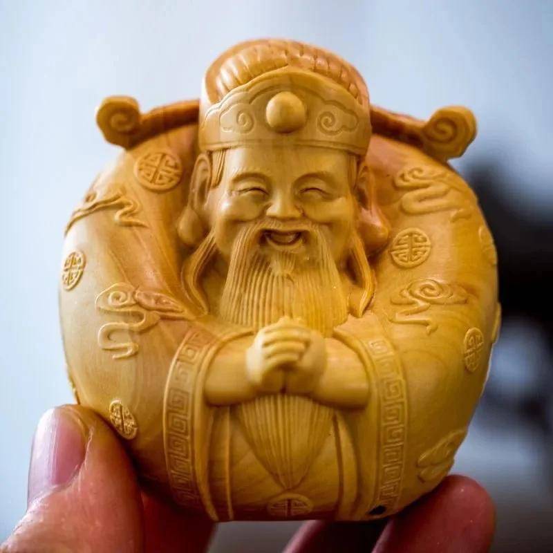 Figuren aus Naturholz im chinesischen Stil, geschnitzt, Skulpturen, Heimdekorationen, Büros, Feng-Shui-Statuen, Ornamente von Joom DACH