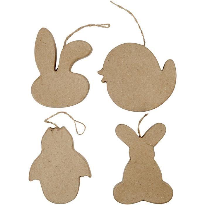Figures de Pâques fait main en papier mâché avec ficelle de jute pour suspendre. Réf 267913 von Joom DACH