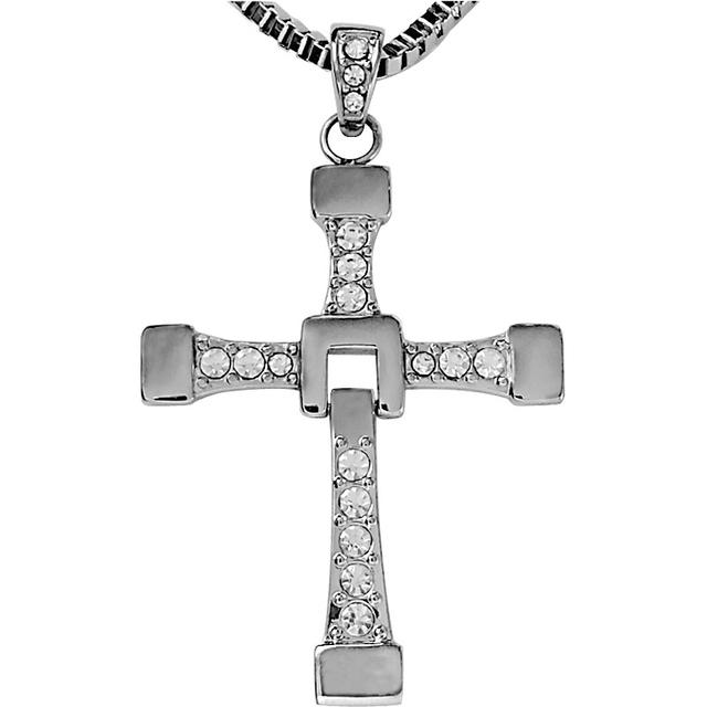 Film Cosplay 925 Sterling Silber Schmuck Fast and Furious Dominic Toretto Kreuz Anhänger Halskette Kostenlos mit Metallbox Männer Geschenke With 50CMSilverChain von Joom DACH