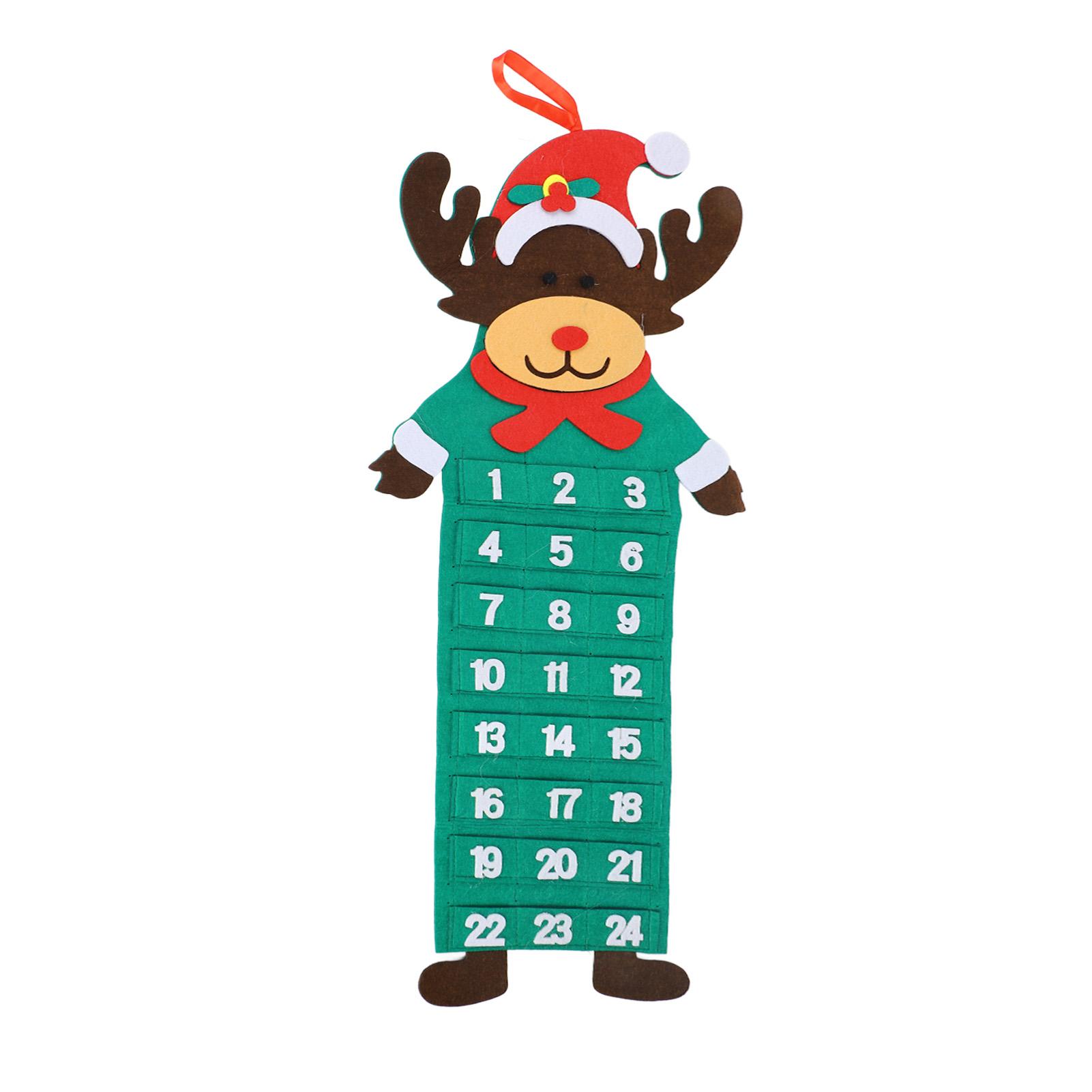 Filz Weihnachts-Adventskalender 24 Tage Taschen Waschbar Wandbehang Countdown-Kalender Dekoration Elch von Joom DACH