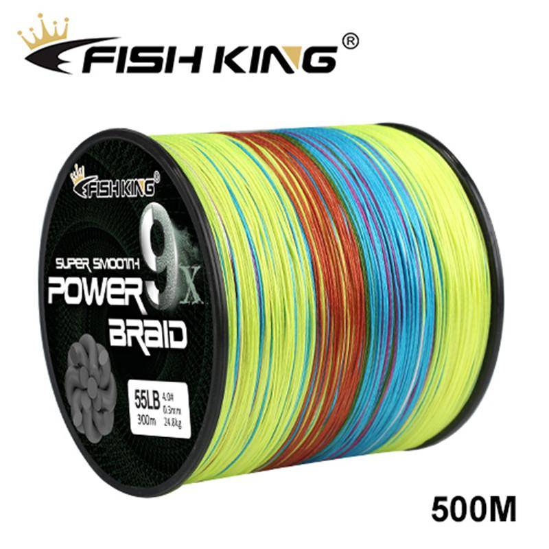 Fishing King 500 m, 9 x Strang, geflochtene Angelschnur, Multifilament, 100 % PE-Schnur, geflochtene Angelschnur 0.6-0.12mm-20lb bunt von Joom DACH