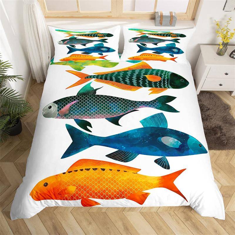 Fishing King Bettbezug-Set für Kinder Jungen Männer Rustikaler Fischer Bettdeckenbezug Mikrofaser Wild Cabin Angel-Thema Bettwäsche-Set 140x210cm 2pcs von Joom DACH